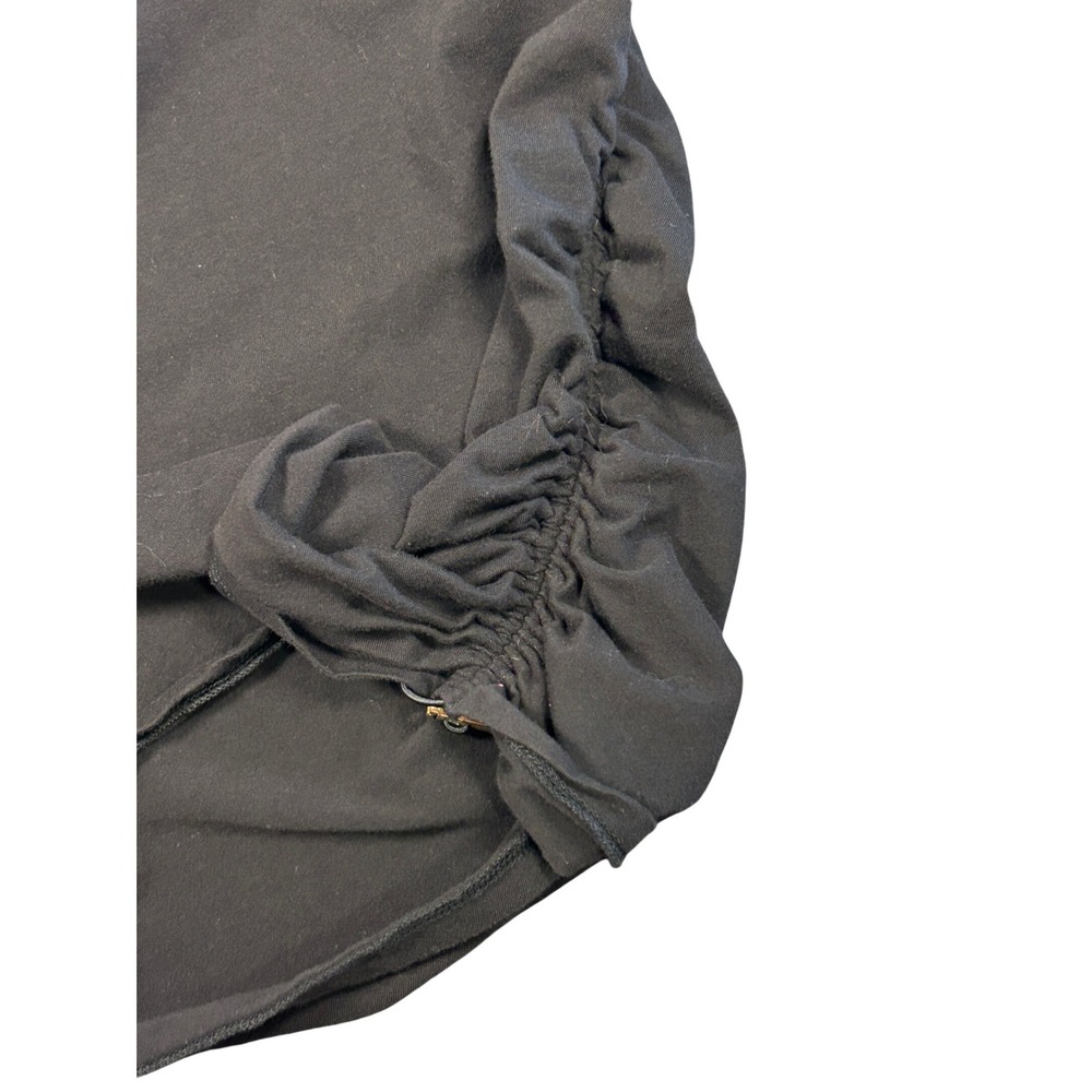 Michael Kors Womens Black Side Ruched T-Shirt Midi Dress Gold MK Logo Medium - Picture 5 of 10